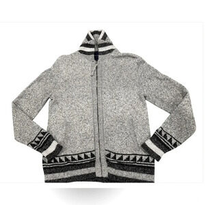 American Eagle Grey Polar Bear Cable Knit Zip-Up Cardigan Women's Size Med